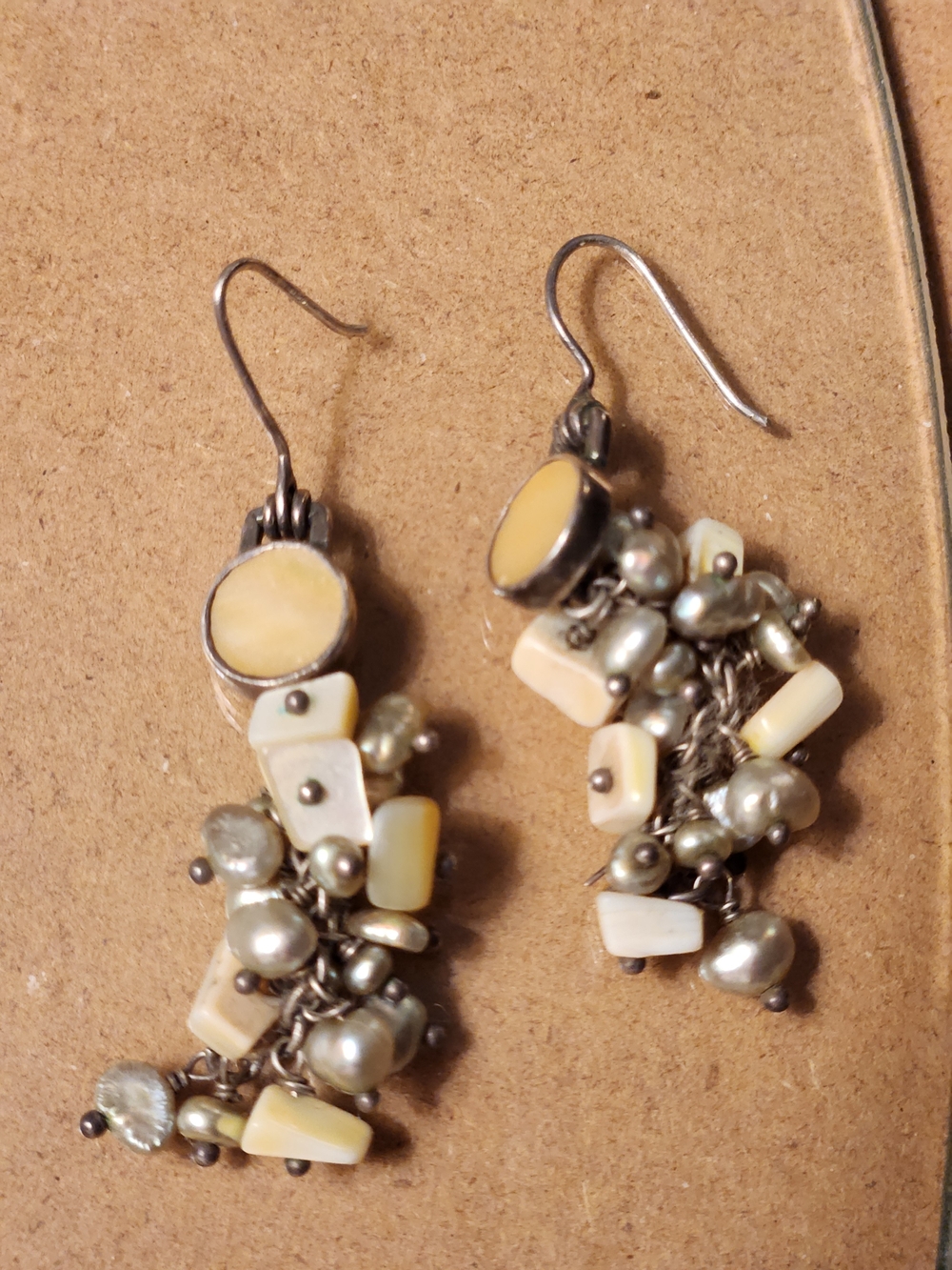 Handcrafted Cream Cluster Drop Earrings
